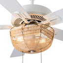 52" 5-Blade LED Tan Rattan Lighted Ceiling Fan