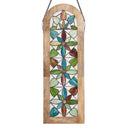 36" H Arched Geometric Floral Stained Glass Window Panel