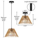 13.25"W Judith Metal Pendant Light with Tan Rattan Shade