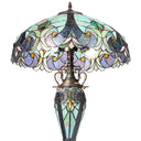 24.5" H Halston Double Lit Teal Bowl Shade Stained Glass Table Lamp. Close up of shade looking up from below