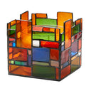 4.75" W Tiffany-Style Geometric Stained Glass Candle Holder