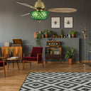 42" W Brynn LED Indoor Green Hand-Cut Glass Globe Shade Ceiling Fan with Remote Control