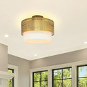 10.125"H Xander Mixed-Material Drum Shade Ceiling Light