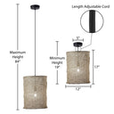 12" W 1-Light Lorraine Metal and Jute Pendant