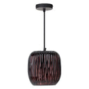 8.5" W Trista Retro Plum Globe Handblown Glass Shade Pendant Light with Hand Cut Stripe Design