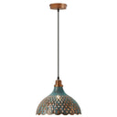 12" W 1-Light Orlando Faux Blue Patina Metal Pendant. Lit