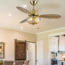 42" W Cecily LED Indoor Amber Swirl Hand-Cut Glass Gold Ceiling Fan with Remote Control