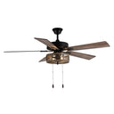 52"W LED Dixsie 5-Blade Woodgrain Caged Farmhouse Ceiling Fan. Lit