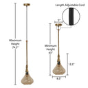 8.5" W Chopin Gold and Amber Glass, Metal, Mango Wood, and Jute Hanging Pendant Light