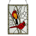 18.5"H Northern Cardinal Songbird Stained Glass Window Panel