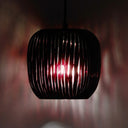 8.5" W Trista Retro Plum Globe Handblown Glass Shade Pendant Light with Hand Cut Stripe Design