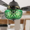 42" W Brynn LED Indoor Green Hand-Cut Glass Globe Shade Ceiling Fan with Remote Control