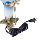 9"H Handpainted Glass Dragonfly Lily Lamp