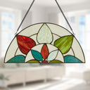 10" H Floral Geometric Stained Glass Window Panel