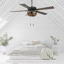 52"W Wooden Chandelier 5-Blade LED Ceiling Fan