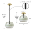 9.8" W Danielle Glam Green/White Ombre Glass Globe Shade Pendant Light