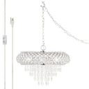 14.25"H Clear and Chrome Tiered Crystal Glass Plug-in and Hardwire Hanging Chandelier