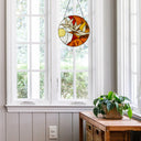 14"H Doves at Sunset Round Stained Glass Window Panel