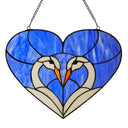 15.5" L Loving Swans Tiffany-Style Stained Glass Window Panel