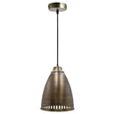 13"H Pierced Brushed Metal Cone 1-Light Pendant