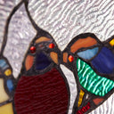 16"H Birds in the Night Sky Round Stained Glass Window Panel