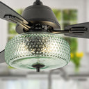 42" W Cecile LED Indoor Hand-Blown Seafoam Green Glass Shade with Dot Texture Ceiling Fan with Remote Control