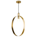 20" H Modern Brushed Gold Oval Shade Pendant
