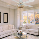 52"W Wooden Chandelier 5-Blade LED Ceiling Fan