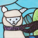 12.5”H Liam the Blue Desert Llama Stained Glass Window Panel