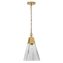 8" 1-Light Clear and Gold Cone Shaded Pendant
