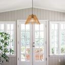 13.25"W Judith Metal Pendant Light with Tan Rattan Shade