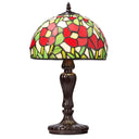 17" H Genevieve Red Flowers Stained Glass Candlestick Table Lamp