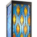 River of Goods Blue Stained Glass and Black Metal Rectangular 1-Light Outdoor Wall Sconce