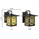 River of Goods Multicolor Stained Glass and Black 1-Light Outdoor Lantern Wall Sconce