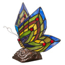 9.5"H Stained Glass Butterfly Wings Accent Lamp