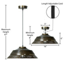 16" W Delano Antique Bronze Metal Pendant Light