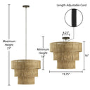 19.75" W 1-Light Antonella Metal and Jute Pendant Light