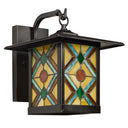 River of Goods Multicolor Stained Glass and Black 1-Light Outdoor Lantern Wall Sconce