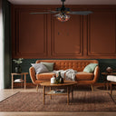 52" W Magna Carta Indoor Tiffany Stained Glass Oil Rubbed Bronze Ceiling Fan with Remote Control