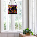 12" W Colorful Mosaic Landscape Stained Glass Window Panel