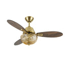 42" W Cecily LED Indoor Amber Swirl Hand-Cut Glass Gold Ceiling Fan with Remote Control