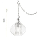 11.75"H Glass + Faceted Crystal Glass Jewels Plug-in and Hardwire Hanging Pendant