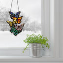 13.25" H Butterfly Cluster Stained Glass Window Panel