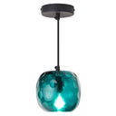 6" W Anthony Retro Teal Hand-Blown Glass Globe Shade Pendant Light with Hand Cut Polka Dot Design