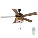 52" 5-Blade LED Mid-Century Wood Lighted Ceiling Fan with Remote Control