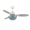42" W Pierre LED Indoor Blue and Teal Mosaic Glass Ceiling Fan with Remote Control