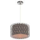 14"W Karla Silver Metal Pendant Light with Fabric Shade