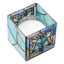 4.75" H Blue Flourishes Stained Glass Candle Holder