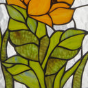 11.25”H Multicolored Sunflower Stained Glass Window Panel. Close up