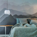 9.8" W Betty Glam Handblown Blue & White Globe Shade Pendant